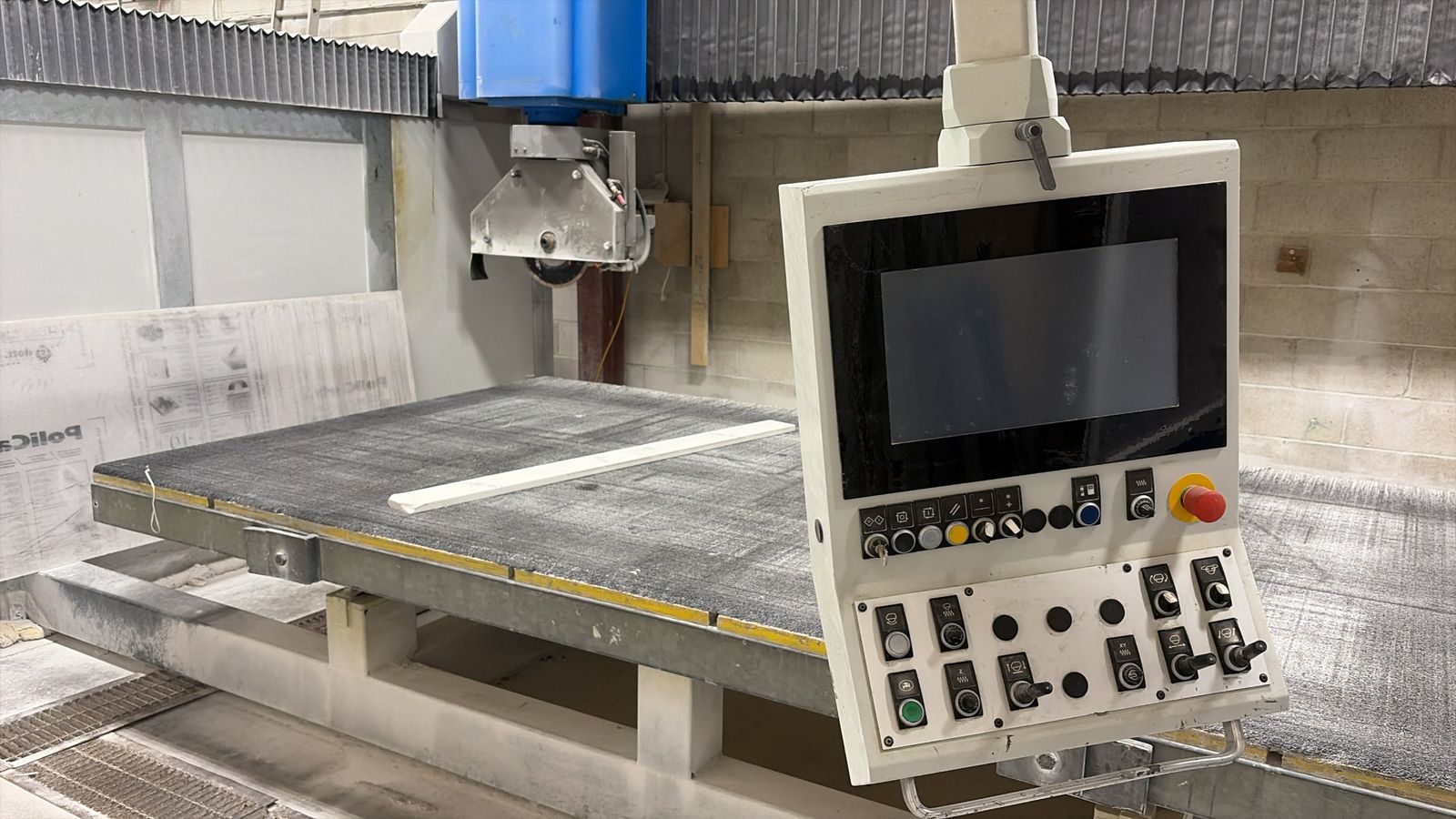 CNC stone saw in the Nexus Stone workshop in Mississauga